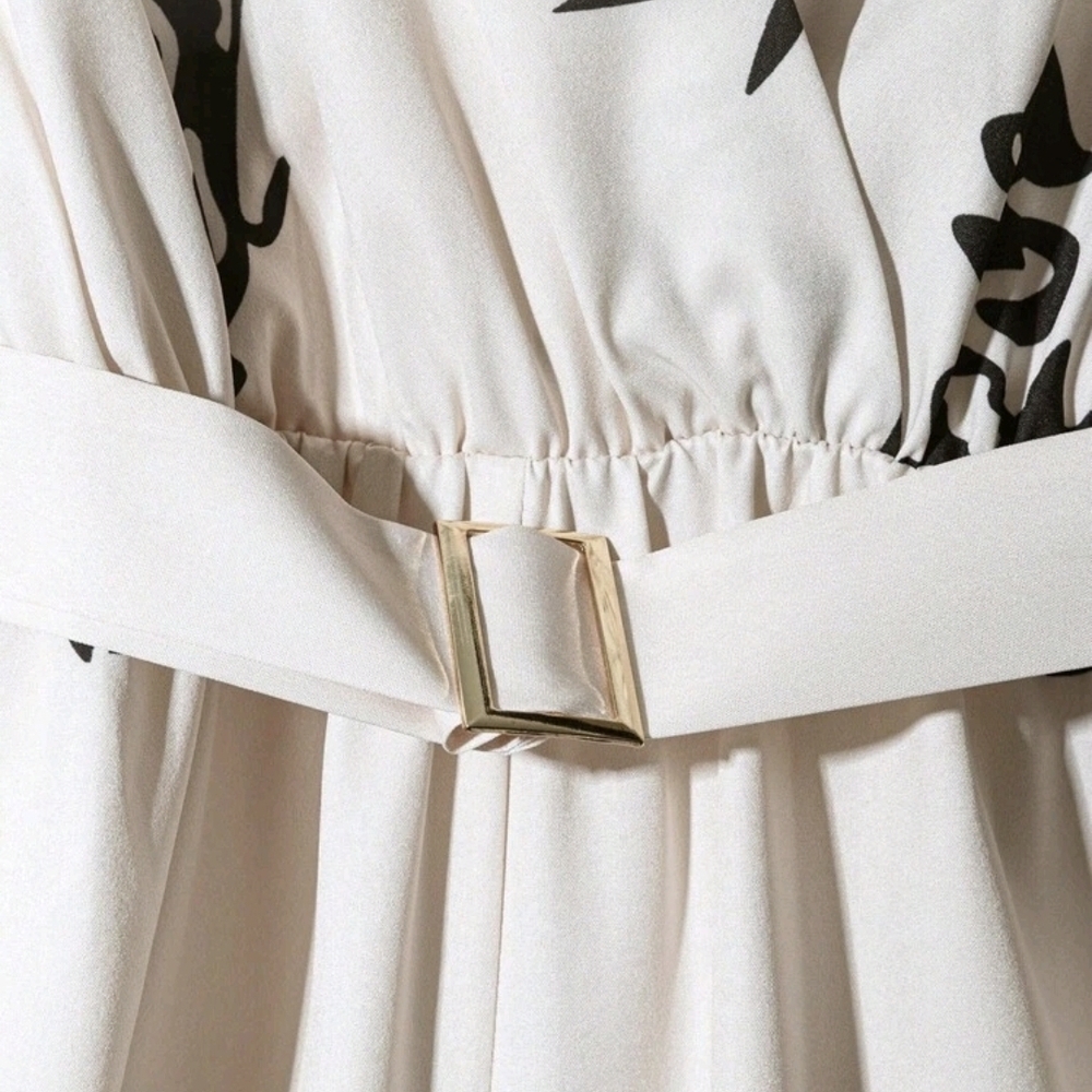 SHEIN Cream and Black Jumpsuit with Wide-Leg Silhouette - Picture 3 of 3